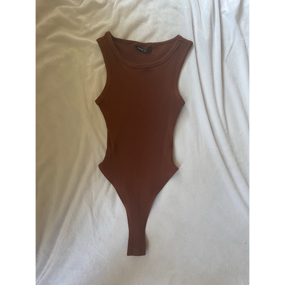 Shein, Size Small, Solid Brown, Wide Strap BodySuit